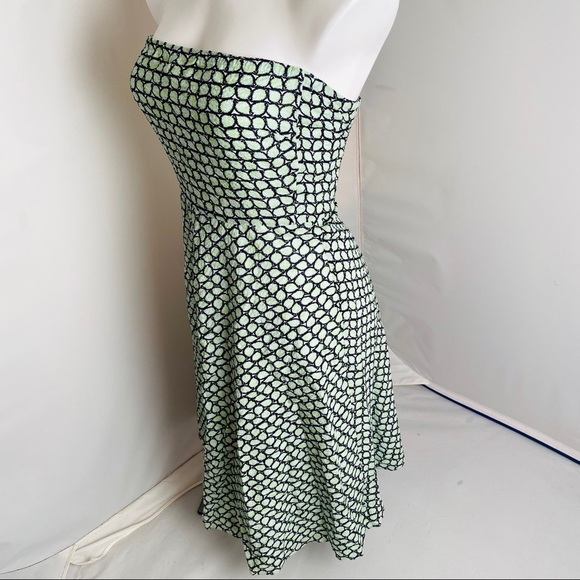 J Crew green and navy cotton strapless dress 2 - Picture 2 of 11